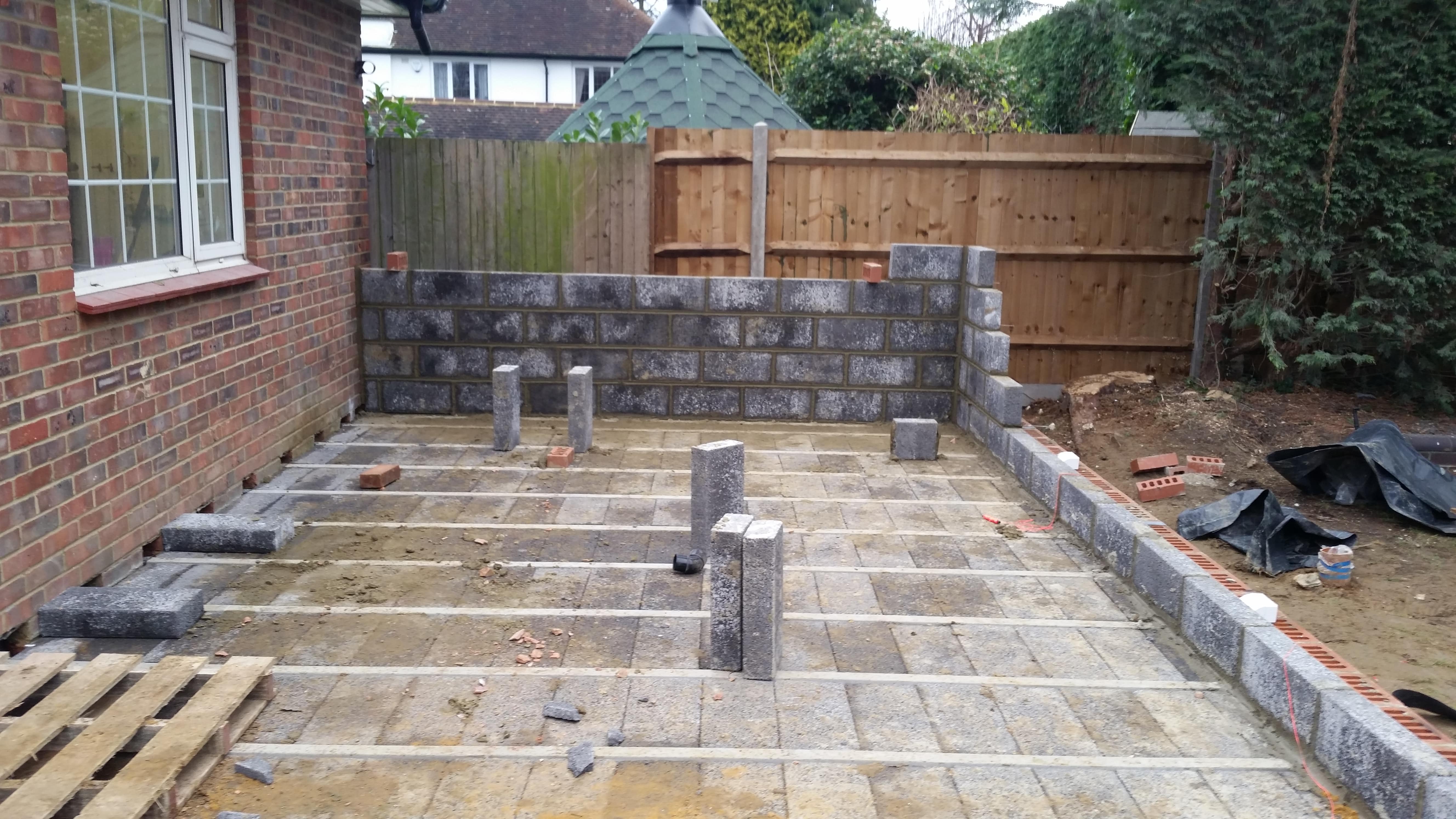 Extension foundations and blockwork under construction